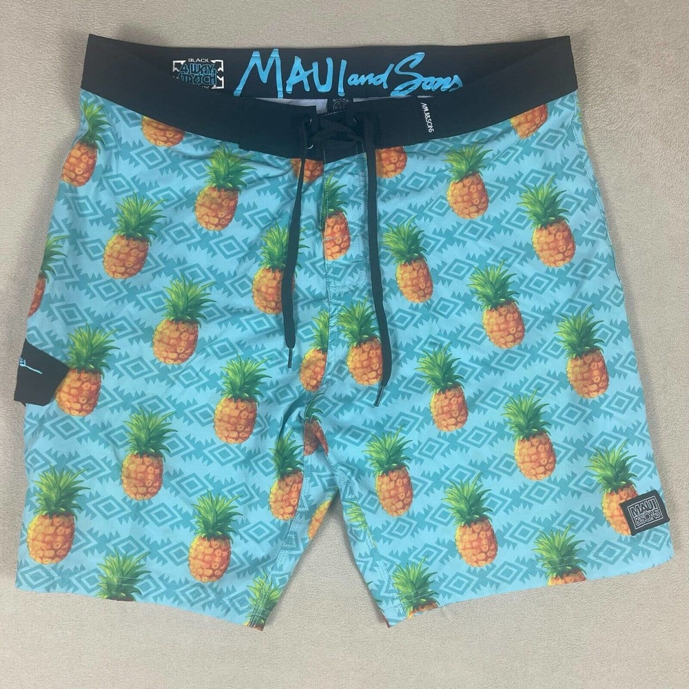 Maui And Sons Swim Trunk Mens 38 Drawstring Waist Pocket‎ Multicolor Lightweight